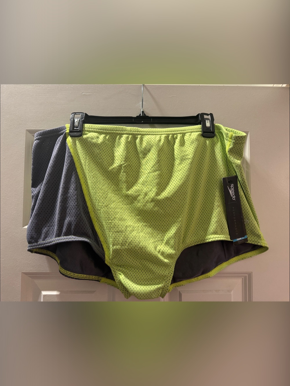 Speedo Neon Yellow and Gray Mesh Swim Briefs drag suit Sz.40